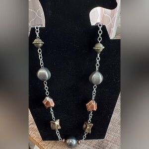 Chico’s Silver and Bronze Geometric Necklace